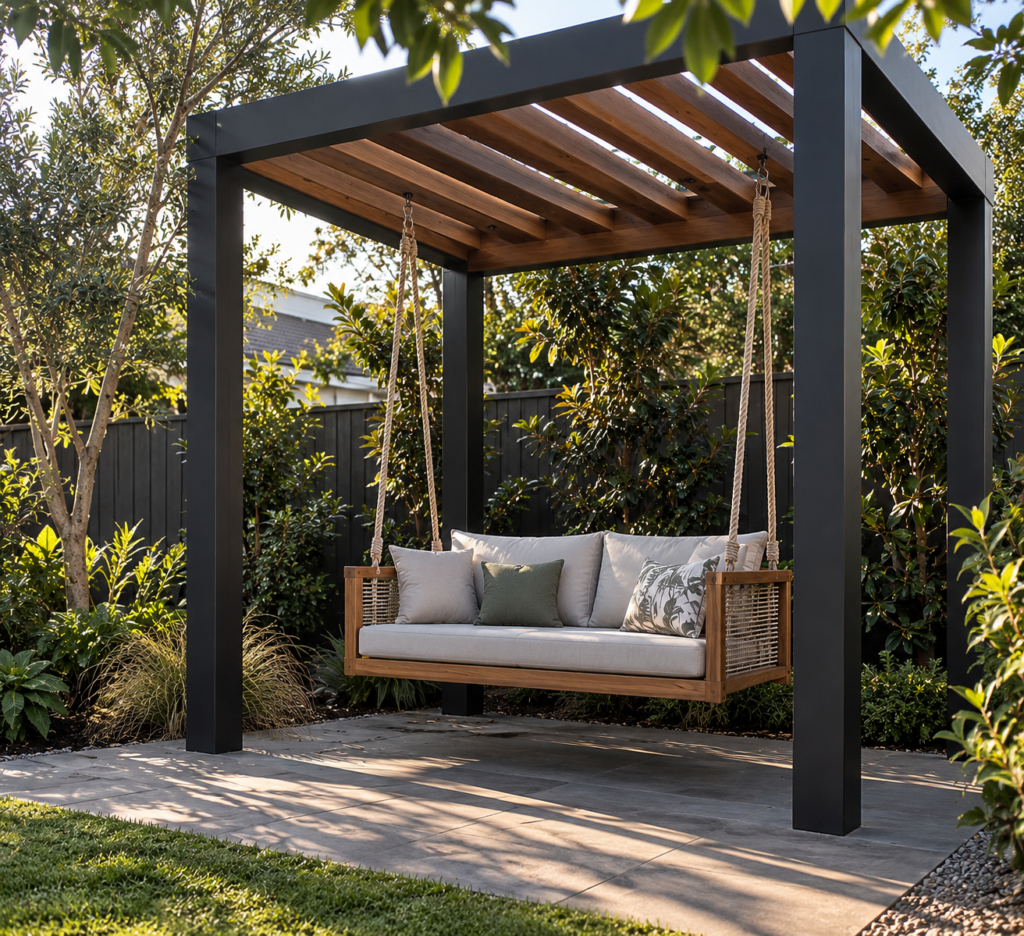 Lush Garden Pergola Swing Retreat