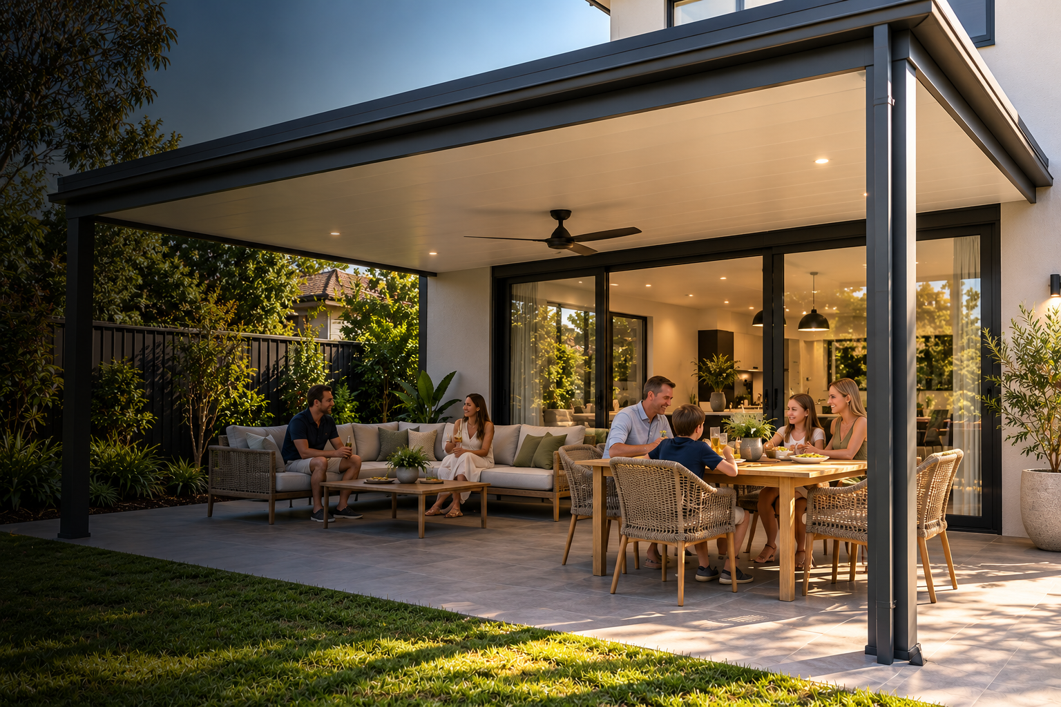 Sunlit Modern Patio Gathering